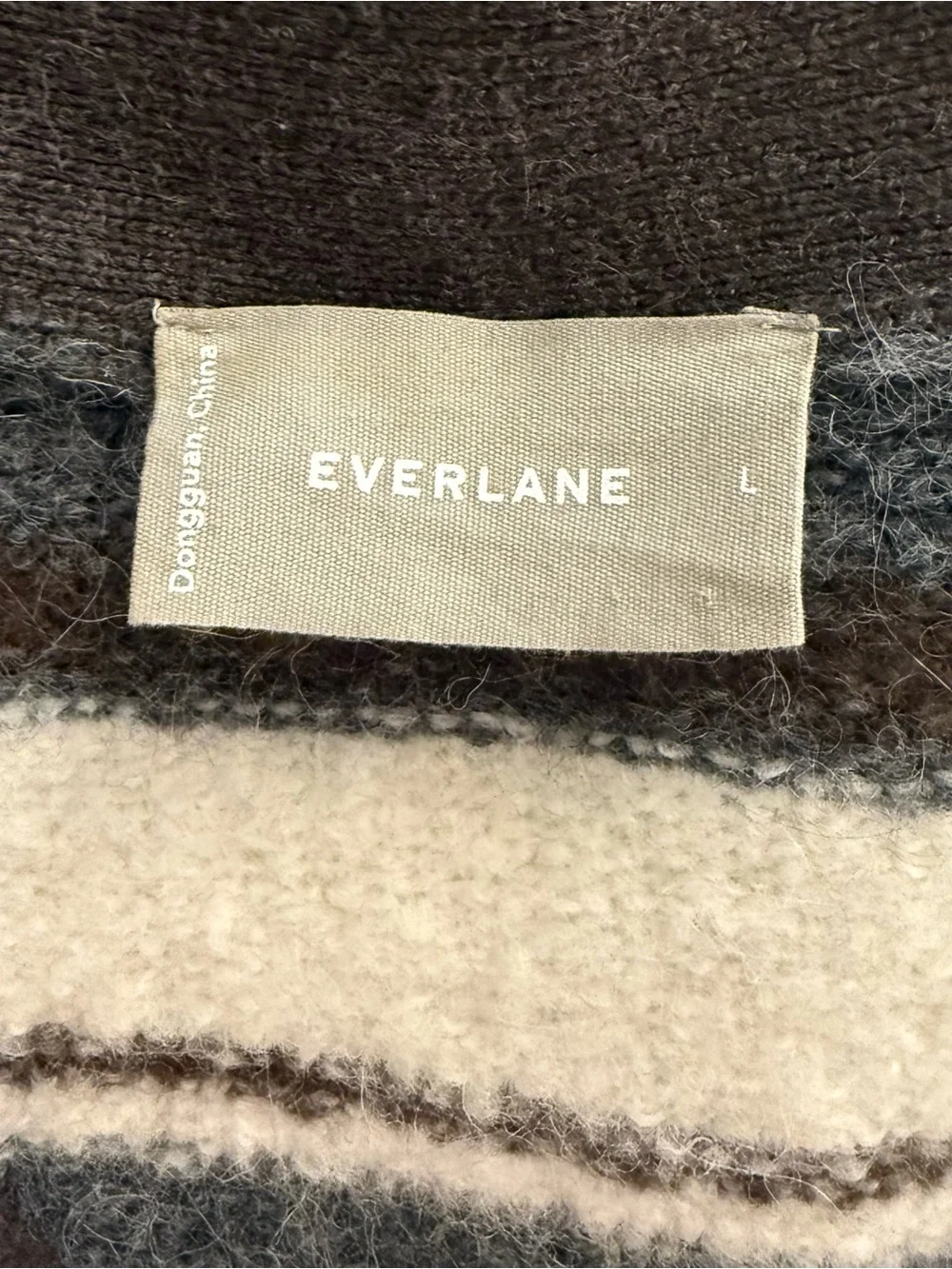 Everlane the Superfuzz Alpaca Wool Striped Cardigan - Picture 6 of 7